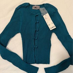 Urban Outfitters Teal Ribbed Cardigan